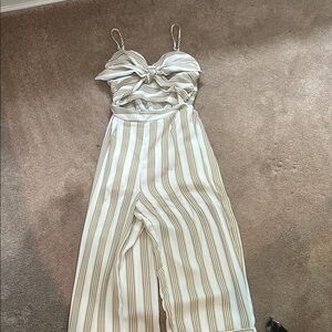 Striped Cream Jumpsuit